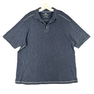 Tommy‎ Bahama Shirt Mens XL Blue Polo Tencel Blend Resortwear Modern Classic